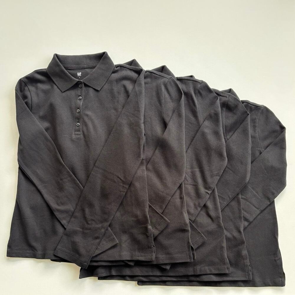 Gap Kids Uniform Stretch Pique Polo Shirt Lot of 5 Kids Size 10 Black NWT